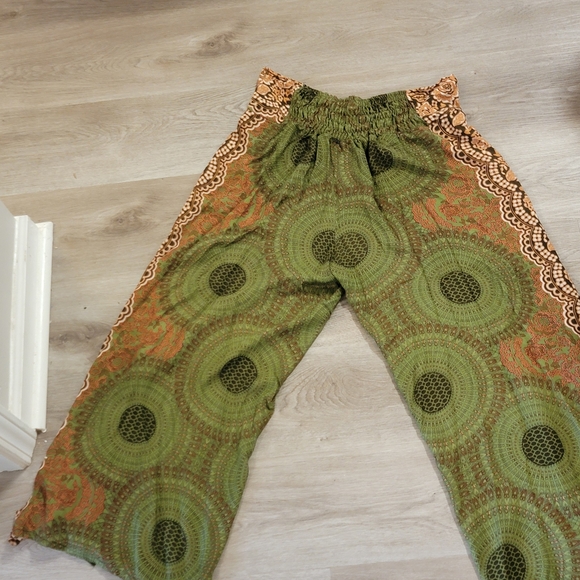 Bohemian Floral Wide-Leg Pants 100%rayon - Picture 5 of 6